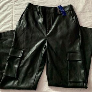 NWT Cara Santana Faux leather black pants size 6